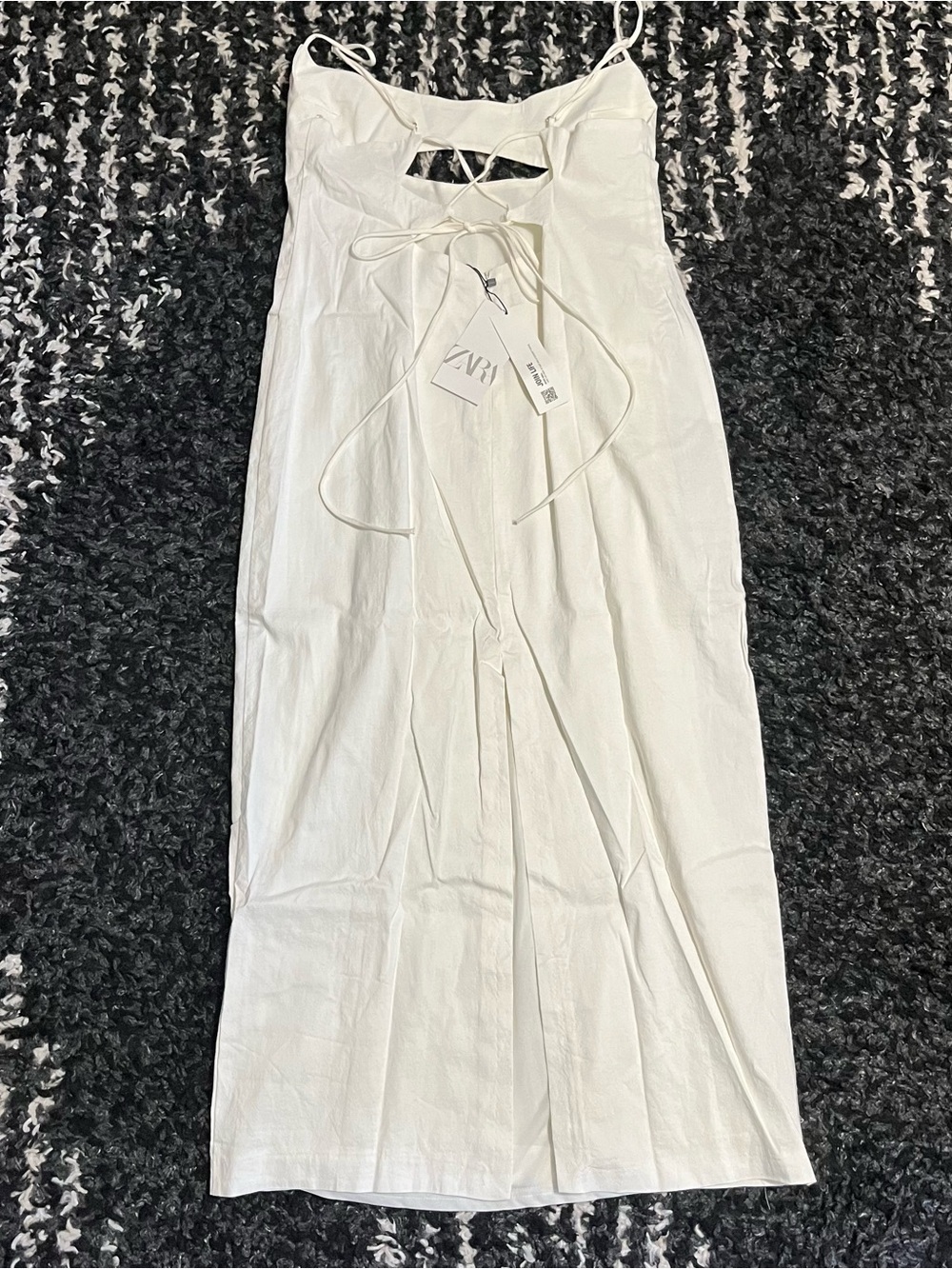Zara XXL White Linen Blend Cutout Midi Slip Dress NWT - Picture 8 of 12